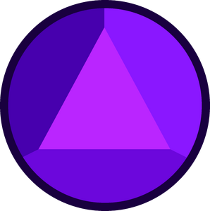 Sapphire's gemstone on Sugilite, featuring a triangular facet. It is an octahedron. In her debut form (from "Coach Steven"), it is located on the palm of her upper right hand. In her latest form (from "Cry for Help"), it is located on the palm of her lower right hand.