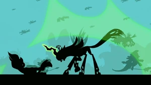 Queen Chrysalis defeats Zecora.