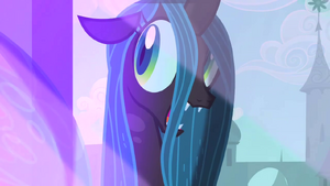 Chrysalis looking back shocked, seeing that their love actually is working.