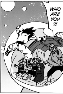 The Macareni Siblings are stopped by Goku.