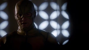 Reverse-Flash meeting the Flash for the first time.