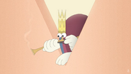 The Double King shooting at the contraption that allowed him to get into Mountain King Olov's crown