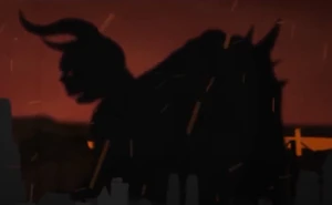 Satan rises from the ground.