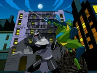 Ch'rell facing Leonardo from the future.