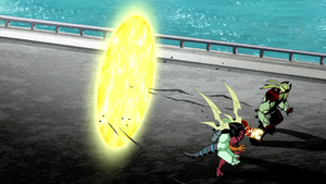 Max opening a Null Void portal behind Vilgax and Kevin.