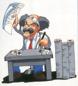 Dr. Wily working on designs for new robots