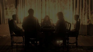 Lucas with his family and Eveline in the bad ending of "Daughters".