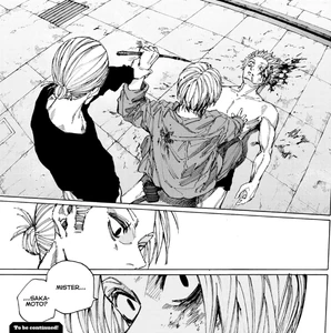 Sakamoto stopping Shin from stabbing Tenkyu with its arrow before he remembers its past and leaves Tenkyu in the last floor severly injured.