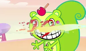 Nutty getting his eyes cut out by Sniffles' mechanical plane.