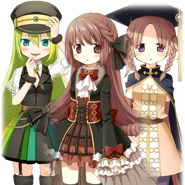 The Three Magius as they appear in their boss fight splash screen.