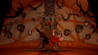 Gaston's enormous collection of animal antlers