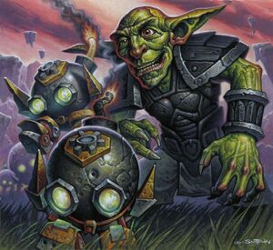 Dr. Boom's original appearance in the World of Warcraft TCG.