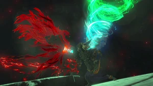 Ganondorf being sealed away by Rauru.
