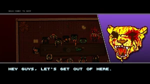 Tony and the Fans ignore Richard's menacing judgement of the characters and try to leave.