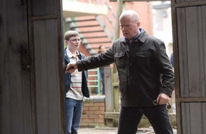 Phil Mitchell with his son Ben (played by Charlie Jones) in 2010.