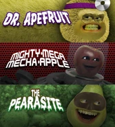 Pear-asite and the other two villains in a post promoting the Villain Vote