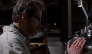 Walt strokes a meth tanker in his last seconds before succumbing to his fatal wound.