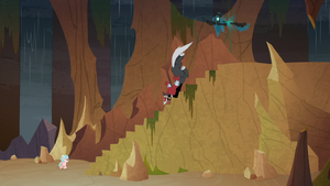 Chrysalis shoves Tirek down the stairs S9E8