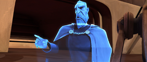 Dooku, growing impatient with the Emir, ordered him to leave before the Republic arrives.