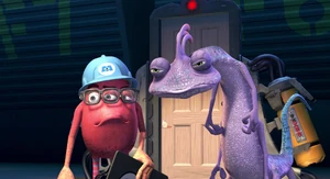 Randall glaring jealously at Sulley and is also angry at Waternoose.