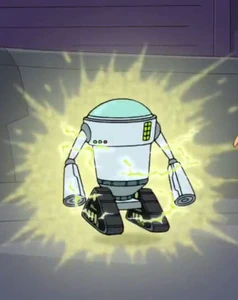 The robot being affected by a power surge.