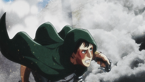 Bertolt escaping from Eren after breaching Wall Rose, seen in his own perspective.