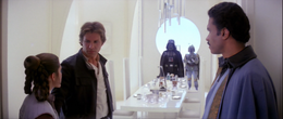 Han, Leia and Lando have no choice but to dine with Vader.