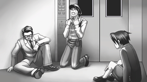 Yogi trapped in the elevator with the Edgeworths during DL-6