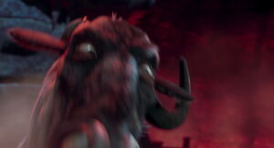 Kazar's villainous breakdown as he goes for a final attack charge, ready to kill the lions like a savage predator.