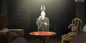 The White Rabbit holding a "tea party".