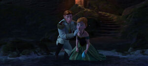 Hans coming to Anna's aid when she fails to stop Elsa from fleeing Arendelle.