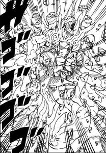 Kaguya reverts to her Demonic Statue form as the nine Tailed Beasts are stripped from her.