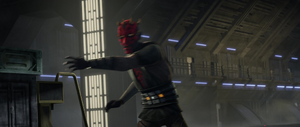 Ahsoka saw him and gave chase, but Maul attacked her with the Force and said that he was only causing chaos as she wanted.