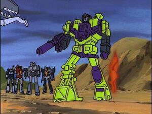 Devastator's first fight with the Dinobots