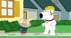 Stewie fading away after he travels back in time to save Brian