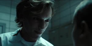 One's small evil smile before he leaves Eleven in the storage closet after revealing his identity to her.