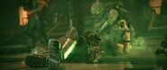 A player Zealot looting a dead Moebian 6th officer
