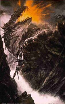 Why is Glaurung so large here? Did i read poorly, or is he not much  smaller. : r/tolkienfans