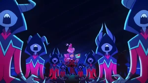 "♪ Just us. Trust us ♪" The Vees manipulating the Sinner girl and showing her their cultish employees during 'Trust Us'.
