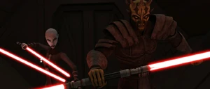 Savage facing Dooku alongside Ventress.