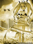 An illustration of Hina after beating stage 5 of the game