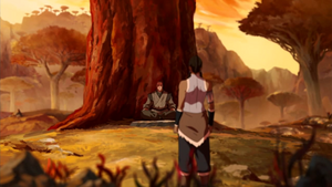 Zaheer speaks with Korra in the Spirit World, allowing the Avatar to ask any questions she desires.