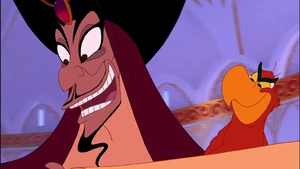 Iago and Jafar smiling evilly.