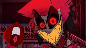 Alastor preparing to defend the hotel from the Loan Sharks.