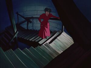 Lady Tremaine climbing up the stairs to Cinderella's room.