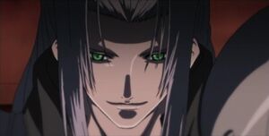 Sephiroth's sinister grin in the Final Fantasy VII OVA.