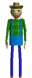 Baldi talking in his farming outfit.