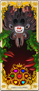 Photoshop Flowey's tarot card.