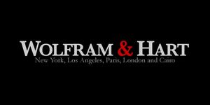 The official logo of Wolfram & Hart Attorneys at Law with offices in New York, Los Angeles, Paris, London and Cairo.