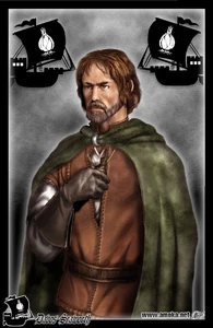 Lord Davos Seaworth, head of House Seaworth, current Hand of the King, formerly one of Stannis's main navy commanders and a navy officer of the Iron Throne, under King Robert I Baratheon.